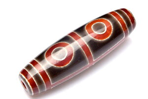 朱砂四眼天珠 49x15mm 天珠(貫通穴) 天然石 パワーストーン ルース 1個売り アクセサリー _PRG1204