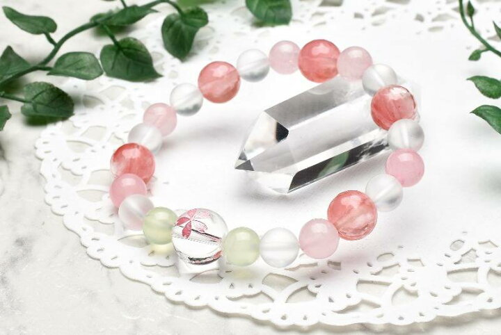 楽天市場】華やか桜の愛されブレス ローズクォーツ×プレナイト当店 