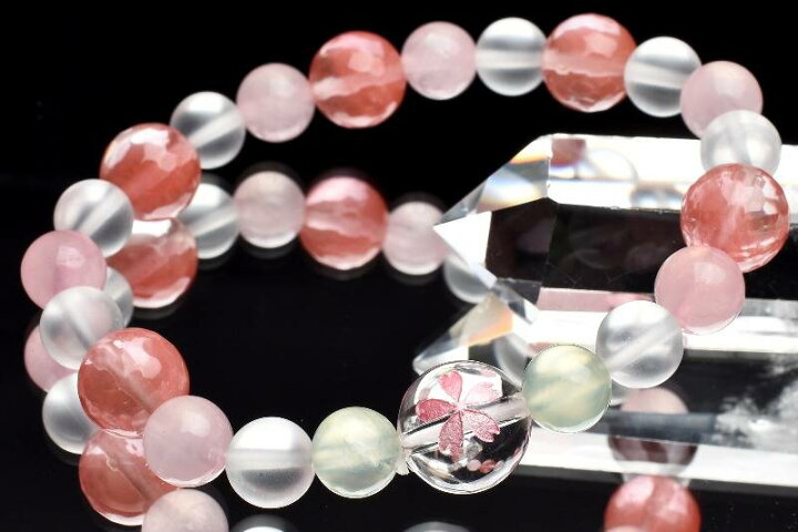 楽天市場】華やか桜の愛されブレス ローズクォーツ×プレナイト当店 