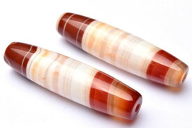 【10％OFF!】レッドストライプアゲート(縞赤瑪瑙)　51x13mm　天珠型(貫通穴) ビーズ 1個売り アクセサリー _PRG1410