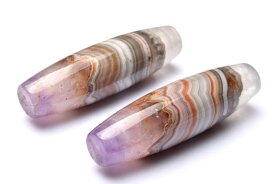 【10％OFF!】アメジスト＆クレイジーレースアゲート共生　43-46x12-15mm　天珠(貫通穴) ビーズ ハンドメイド 1個売り _PRG2179-2