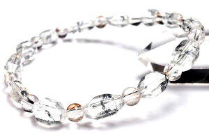 【1点物】希少レア◇数量限定 スティブナイトインクォーツ 8-10.5x4.5-7(丸玉ゲーサイトインクォーツ5)mm 原石ラフカット ブレスレット アクセサリー _MA6835