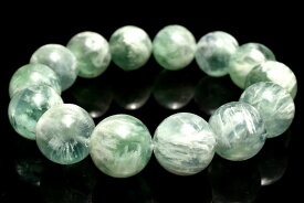 【1点物】幻想的◇白い羽根 フェザーインフローライト　15-15.5mm ブレスレット アクセサリー _MC3621