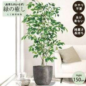 【メーカー直送】 フェイクグリーン ファイカスツリー ポット付き 150cm 中大型 高級 室内 人工観葉植物 送料無料 屋外不可 acs