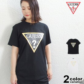 ゲス GUESS Tシャツ 半袖 メンズ レディース GOLD LAME TRIANGLE LOGO TEE ラメプリント (guess tシャツ トライアングル ロゴ ティーシャツ T-SHIRTS カットソー トップス MJ2K8416)【メール便対応】