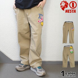 ネスタブランド バギーパンツ NESTA BRAND ストレッチ ワッペン ツイル バギーパンツ カラーパンツ ワイド パンツ ワイドシルエット シンプル テーパード メンズ 大きいサイズ おしゃれ おすすめ 242NB1802B L XL XXL