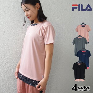 FILA 半袖 Tシャツ フェイクレイヤード メッシュ フィラ FILA レディース レディス スポーツウェア トレーニングシャツ ジョギング ジム 吸水速乾 UV対策 吸汗 ドライ フィット ズンバウェア HIIT