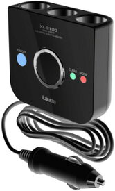 【10日までポイント5倍！最大10％OFFCP配布中】ノイズレスSuper電源ソケット「PLUSING（プラッシング）」（3連ブラック）　USBポート付き 車の電源ノイズの解消に XL-3100　(Lauda) ラウダ■