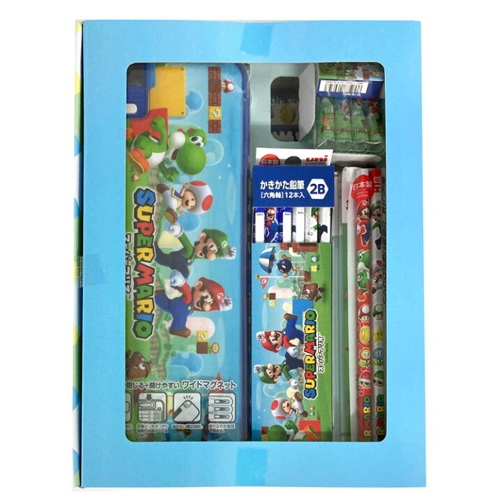 楽天市場 送料無料グッズ スーパーマリオグッズ Bt631sms5 文具セット 新学期 新入学 キャラクターズショップ ラフラフ