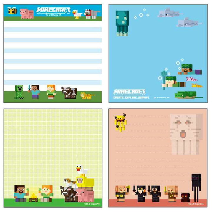 楽天市場 Minecraft グッズ ブロックメモ 集合 マインクラフト キャラクターズショップ ラフラフ
