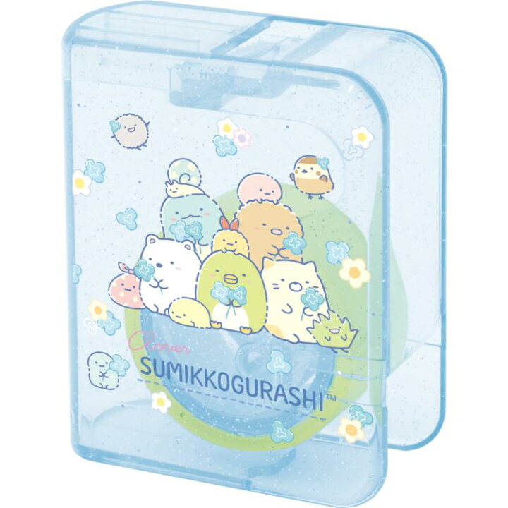 すみっコぐらし セロハンテープ ゴーゴースクール 新入学 水色 刃が収納できる コンパクト 四角 キャラクターズショップ ラフラフ すみっコぐらし はさみ ゴーゴースクール 新入学 水色 キャップ付 ラバーグリップ