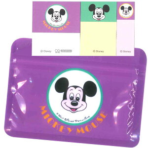 ミッキーマウス ジッパーバッグ入付箋 バイオレット Retro Art Collection ディズニー 復刻アート レトロ ふせん フセン メモ 袋入り 722603