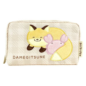 なんでもいきもの マルチポーチ だめぎつね BEIGE 147591 なんもの nandemoikimono