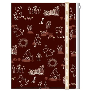 ムーミン ゴムバンド付クリアファイル5P+F チョコレート 5ポケット ファスナーポケット A4 バンド付き 収納 整理 781440