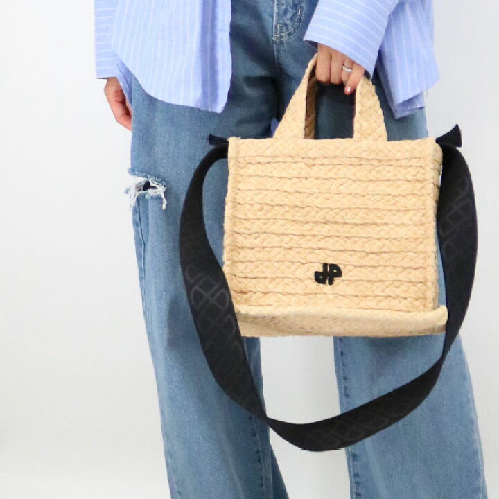 PATOU ラフィア トートバッグ ロゴ 2way やか ショルダー