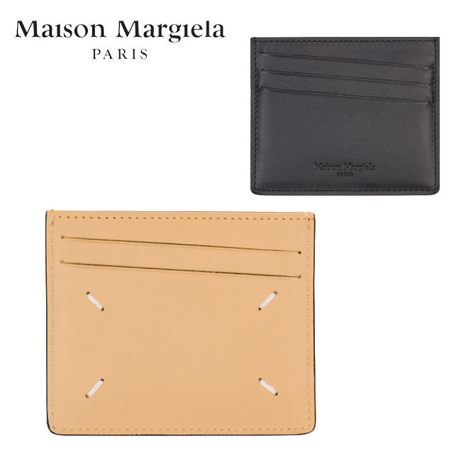 【Maison Margiela】MAISON MARGIELA メゾンマルジェラ カードホルダー カードケース 定期入れ パスケース  S35UI0432P4303 T8013 BLACK ブラック ベージュ レザー S35UI0432 P4303 ロゴ メンズ ユニセックス ギフト  プレゼント | 