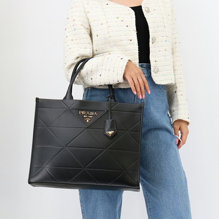 楽天市場】PRADA プラダ シンボル トップステッチ レザー ラージ 