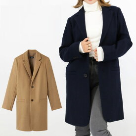 A.P.C APC アーペーセー レディースコート WOZAA F01301 manteau carver ウール混 ロングコート MARINE CHINE PIA ネイビー NAVY PBC BEIGE ベージュ 通勤 通学 ボタン シンプル