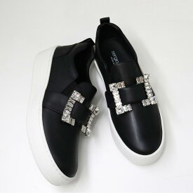 ■SERGIO ROSSI セルジオ・ロッシ A92080MMV Twenty Sport クリスタル付きスニーカー フラットシューズ 靴 レディース ブラック BLACK ブランド