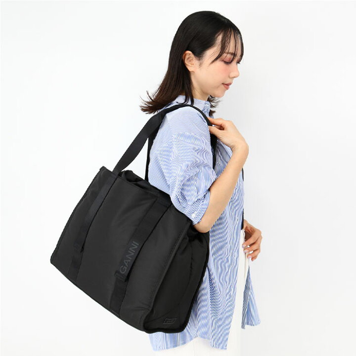 楽天市場】GANNI ガニー トートバッグ A4794 MEDIUM BLACK TECH TOTE  