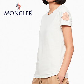 【MONCLER】モンクレール 8C71600 V8102 033 レディースTシャツ T-SHIRT GIROCOLLO ホワイト 白 ロゴT WHITE ビックロゴパッチ 半袖 Tシャツ カットソー クルーネック コットン