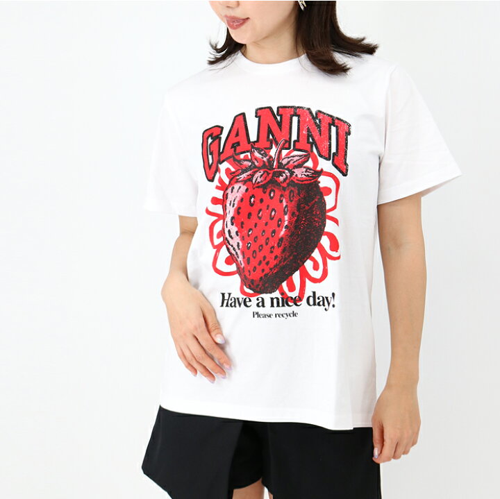 楽天市場】GANNI ガニー レディース Tシャツ T3892 WHITE RELAXED 