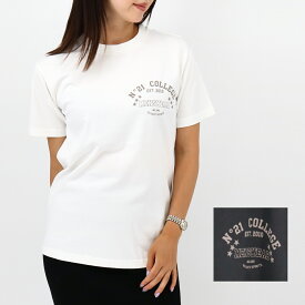 N°21 ヌメロヴェントゥーノ レディース半袖Tシャツ 23E N1M0 F051 4003 ロゴT クルーネック 肩穴あき SS TEE 白 黒 カットソー ブランド