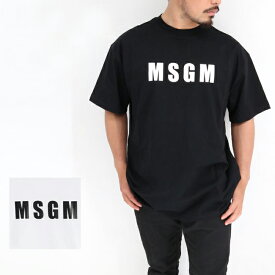 MSGM エムエスジーエム 3440MM163 メンズロゴTシャツ 半袖 クルーネック カットソー　白 黒