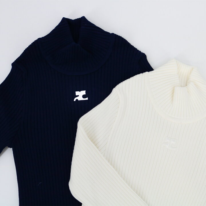 楽天市場】□COURREGES クレージュ リブニット モックネックセーター 