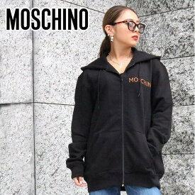 MOSCHINO モスキーノ A1716 5527 9555 レディース バックプリントパーカー BLACK ブラック 長袖　ロゴ コットン 大きいサイズ オーバーサイズ