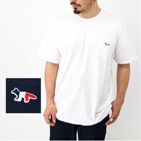 MAISON KITSUNE メゾン キツネ メンズTシャツ FM00120KJ0010 トリコロールフォックス パッチ クラシック ポケット ロゴ 半袖 クルーネック SS TEE カットソー