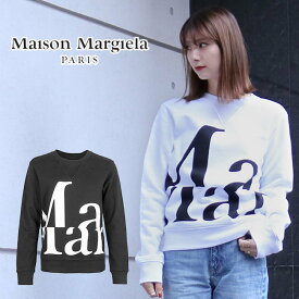 【Maison Margiera】メゾンマルジェラ S51GU0101 S25403 ロゴスウェット カットソー 長袖 BLACK WHITE ブラック　ホワイト