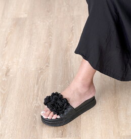 楽屋履きにも！厚底フラワースライダーサンダル　22.5cm23cm 23.5cm