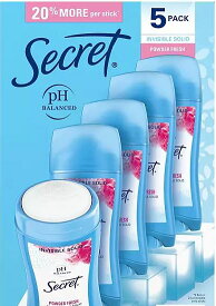 シークレット 【パウダーフレッシュ X 5本】インビジブルソリッド デオドラント【73g】白くならないタイプ　SECRET Powder Fresh