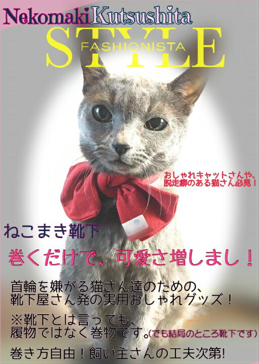 楽天市場 メール便送料無料 ねこまき靴下 お名前シール 迷子札 日本製 かわいい おしゃれ やわらかい 防寒 猫かぶりもの ソフト 猫迷子首輪 ねこ迷子札 ネコ迷子 靴下 ポイント消化 アトリエ デ ロートレ