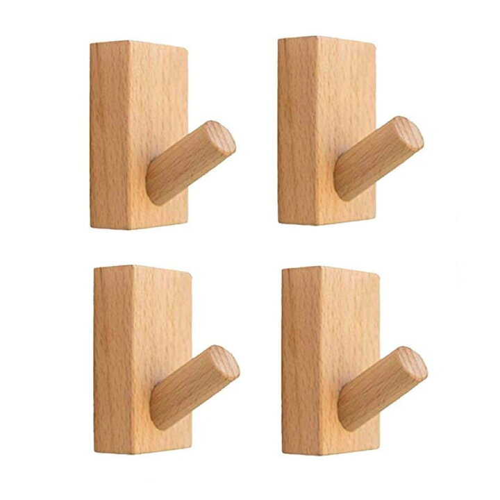 楽天市場 耐荷重5 15kg 木製フック 4個セット 木製ウォールフック おしゃれフック 壁掛けフック 洋服掛け 帽子掛け 装飾壁掛けフック ウォールハンガー 長方形ブナ ビス止め 両面テープ ナチュラル おしゃれ 高級感 Diy 木製 フック バッグ コート 帽子 タオル 小物