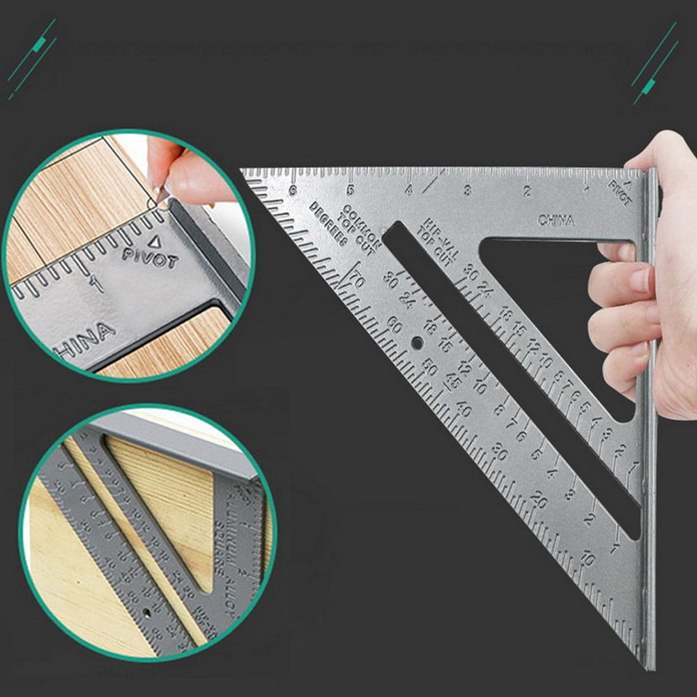 卓抜 丸ノコ 定規 シルバー DIY 製図 三角定規 ルーラー 工具 軽量 コンパクト
