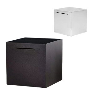 【マラソン ポイント5倍】 開かない 貯金箱 お札 500円玉 100円玉 シンプル ブラック シルバー おしゃれ インテリア 雑貨 シンプル 送料無料