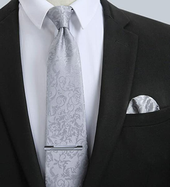 楽天市場 結婚式 ペイズリー ネクタイチーフ セットメンズ フォーマル シルバー ネクタイ 3点セット 紳士用 入学式 卒業式 プレゼント Lavett