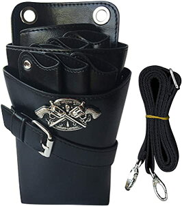 シザーケース シザーバッグ 美容師 理容師 高級 PU レザー 収納ケース ツールバッグ ヘアカット トリマー プロ用 大容量 ブラック