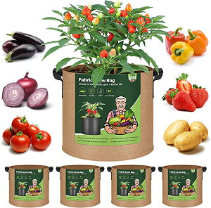 【5個セット】 プランター 不織布 布鉢 持ち手付き 5ガロン 不織布ポット フェルト 栽培袋 厚手 植え袋 植物育成 花栽培 野菜栽培 園芸 根域制限 茶色