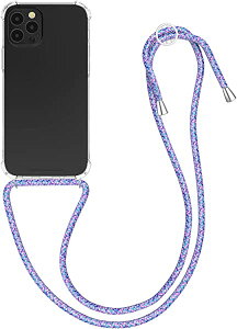 iPhone 12 / 12 Pro ケース スマホショルダー 携帯ストラップ付 スマホケース 斜めがけ 首掛け 落下防止 TPU...(透明 / ラベンダー / 紫色 / 白色) 送料無料