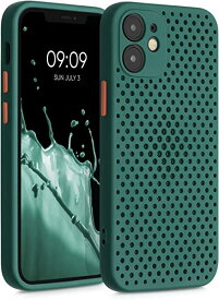 iPhone 12 mini メッシュ ケース 放熱 通気 TPU シリコンケース 深緑色 送料無料