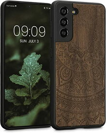 Samsung Galaxy S21 木製ケース 木製 携帯ケース TPUバンパー ナチュラル ウッド スタイル デザイン...(こげ茶色) 送料無料