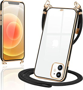 iPhone12 / iphone 12 Pro ケース クリア TPU カバー iPhone12pro ショルダー スマホケース 肩掛け 首掛け 斜めかけケース 可愛い かわいい 韓国 透明 薄型 耐衝撃 シリコン メッキ加工 TPUバンパー アイフ