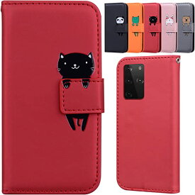 【Galaxy S21 Ultra】 ケース 手帳型 軽量 TPU 薄型 レザー スタンド 財布型 全面保護 傷防止 携帯ケース 放熱性 耐衝撃 高級 PUレザー 着脱しやすい マグネット式 カード収納 横置き スマホケース タイプ：赤