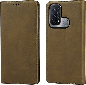 Oppo Reno5 A ケース 手帳型 スマホカバー 内蔵 マグネット 合皮 財布型 カバー カード収納 横置き スタンド 人気 おしゃれ 二つ折り 耐衝撃 ダークグリーン