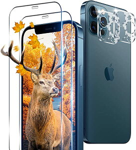 iPhone 12 Pro KXtB 2 JیtB 2 Zbg 9Hx 2+2Zbg wF Ή KX SʕیtB P[X ߗ 3D Touch 0.26^ Uh~ x ϏՌ 