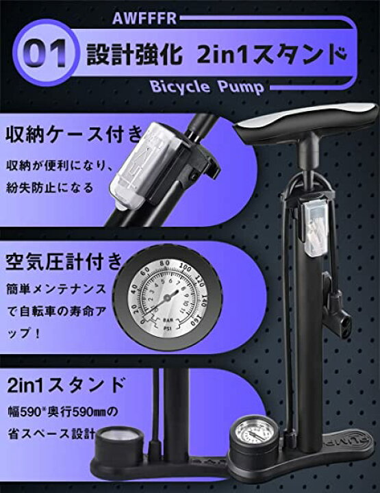 楽天市場】自転車 空気入れ 仏式/英式/米式バルブ対応【160PSI/11Bar 