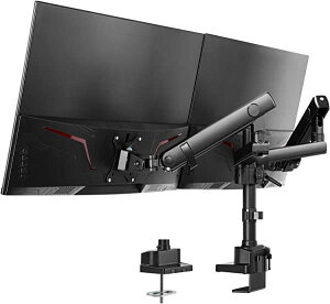 モニターアーム 2画面 17-32インチ2画面対応 最大耐荷重7kg 多角度調節 機械式スプリング ディスプレイアーム グロメット式&クランプ式 VESA スタンド - 支援曲面/液晶ディスプレイ
